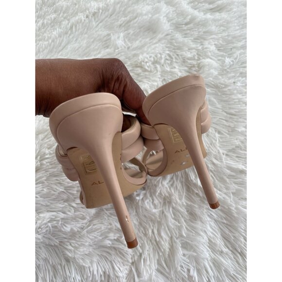 Aldo Nude Beige Heeled Sandals With Double Strap Design & Stiletto Heel Size 7 - Picture 6 of 9
